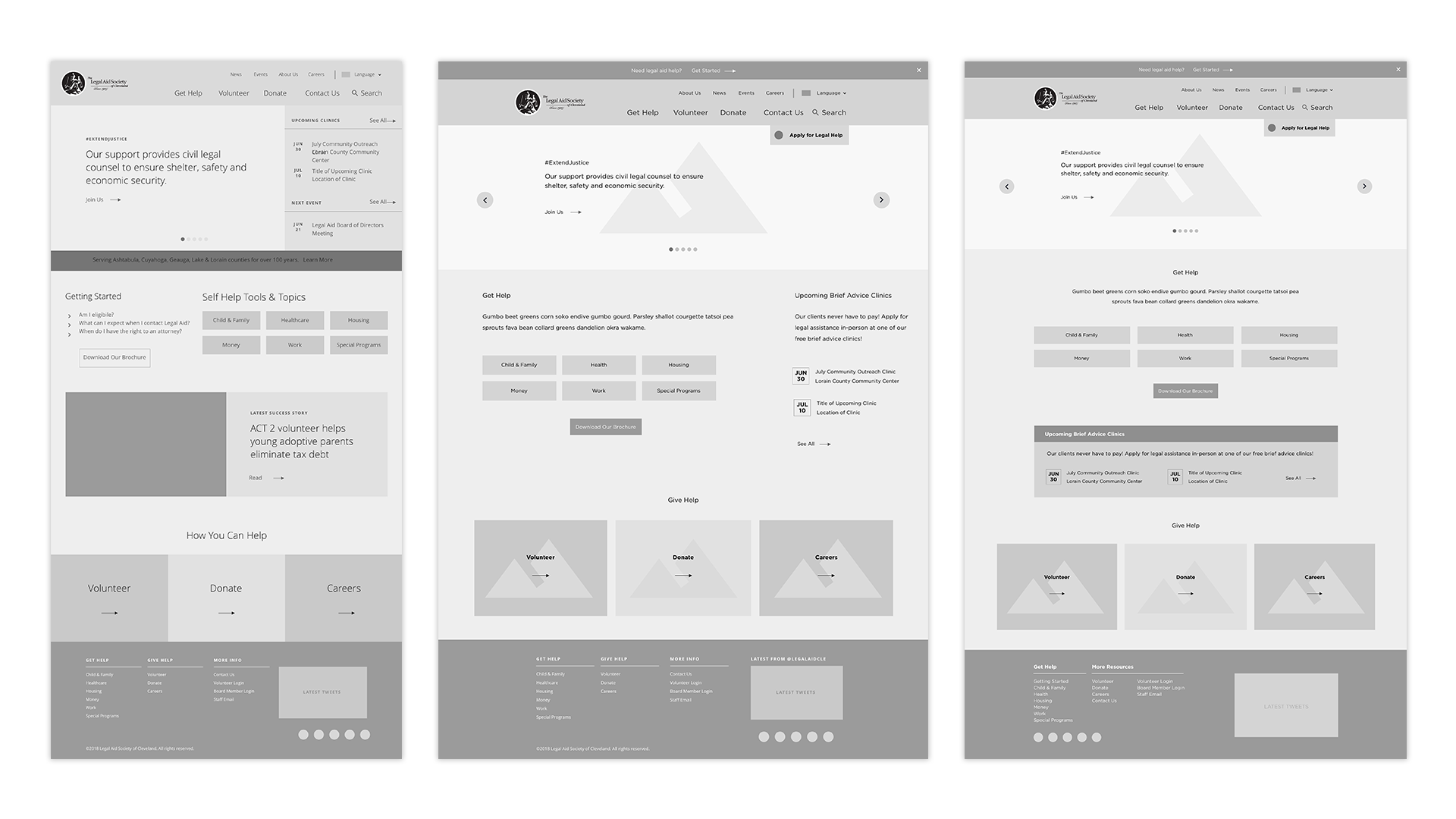 Homepage Wireframes