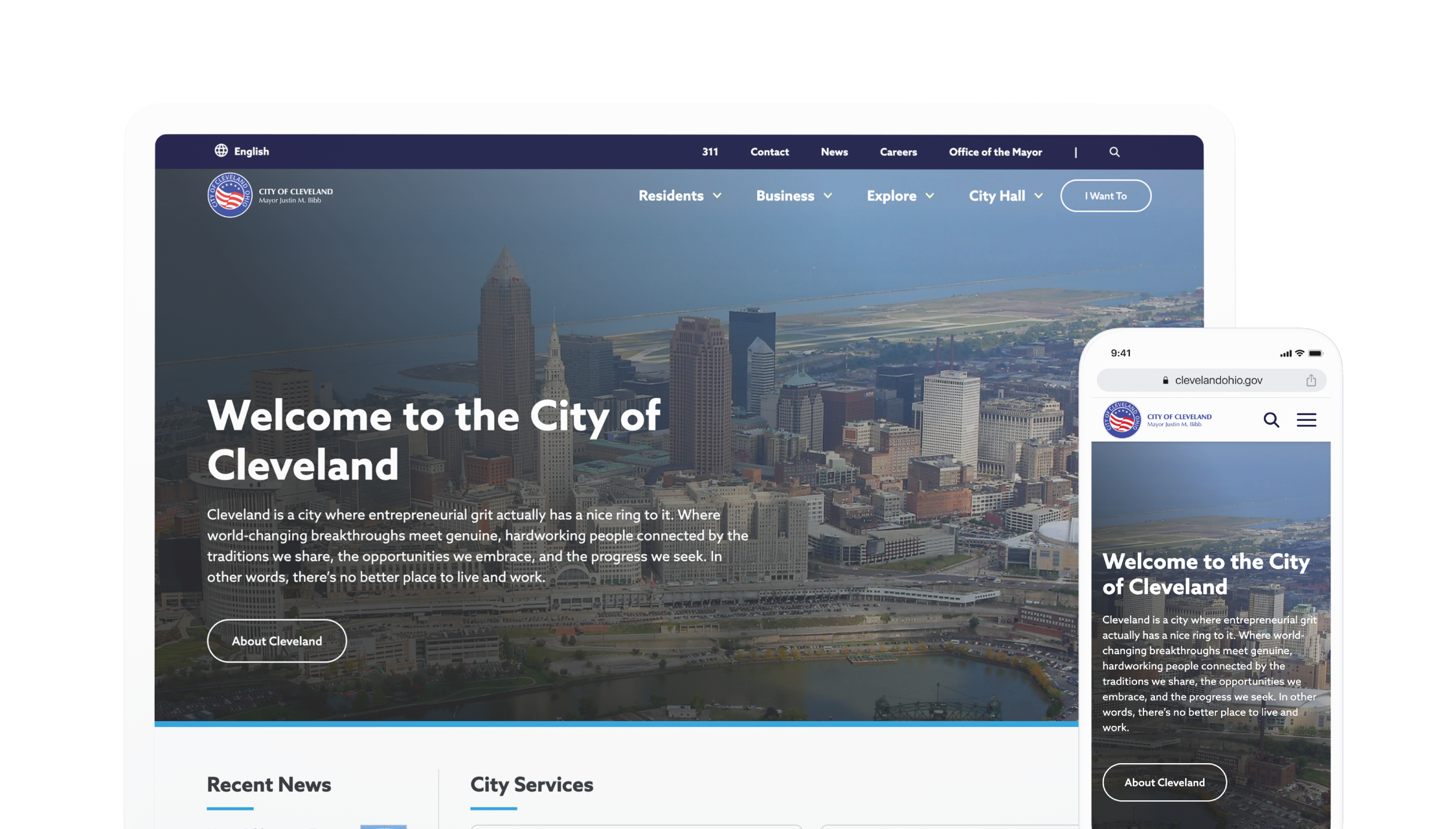 City of Cleveland Desktop and Mobile Frames