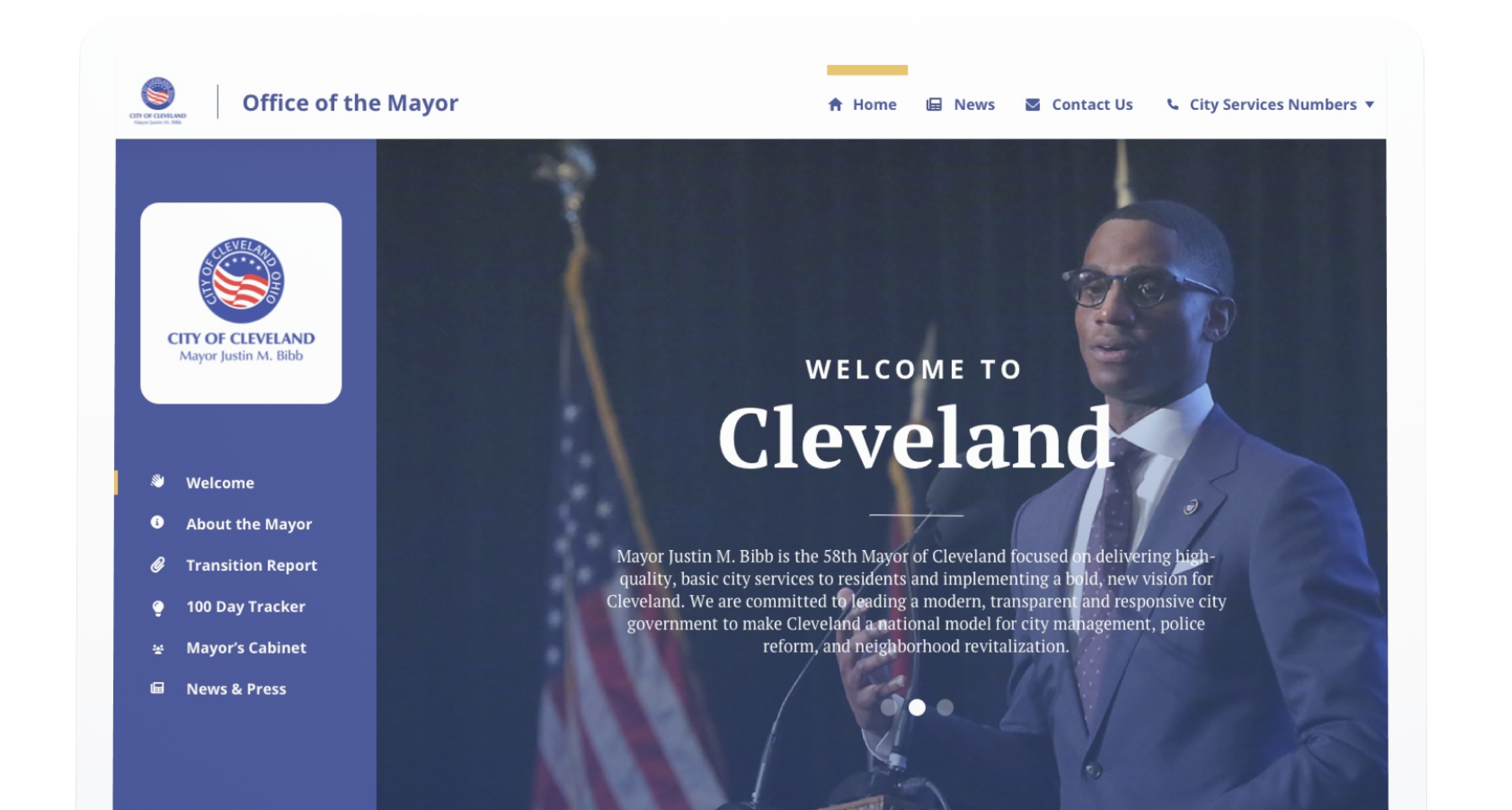 Mayors website desktop frame