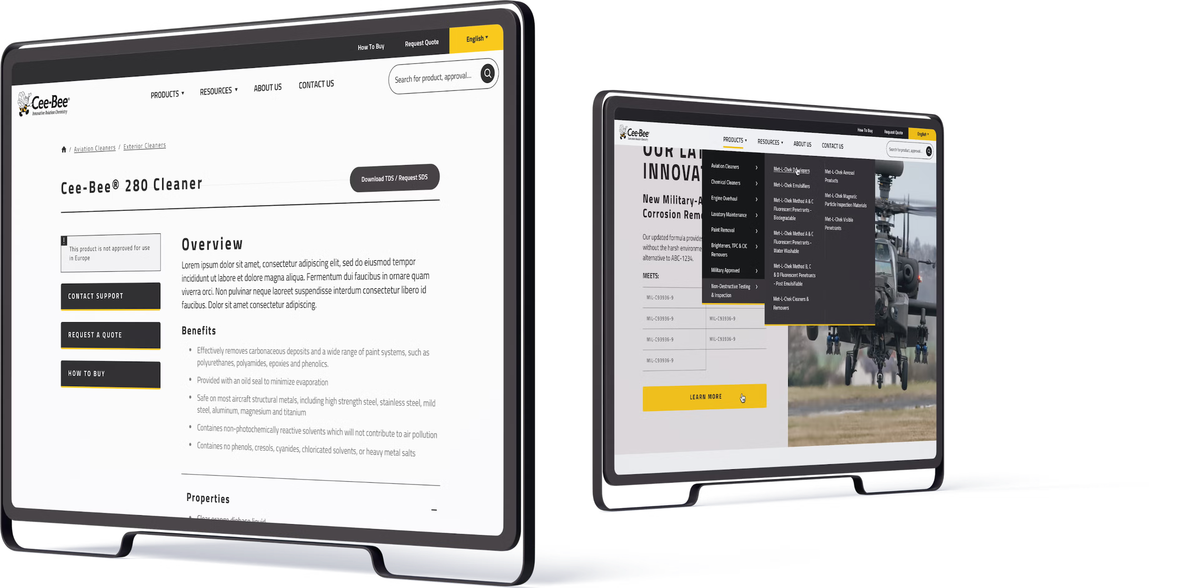 Cee Bee Desktop/Tablet view