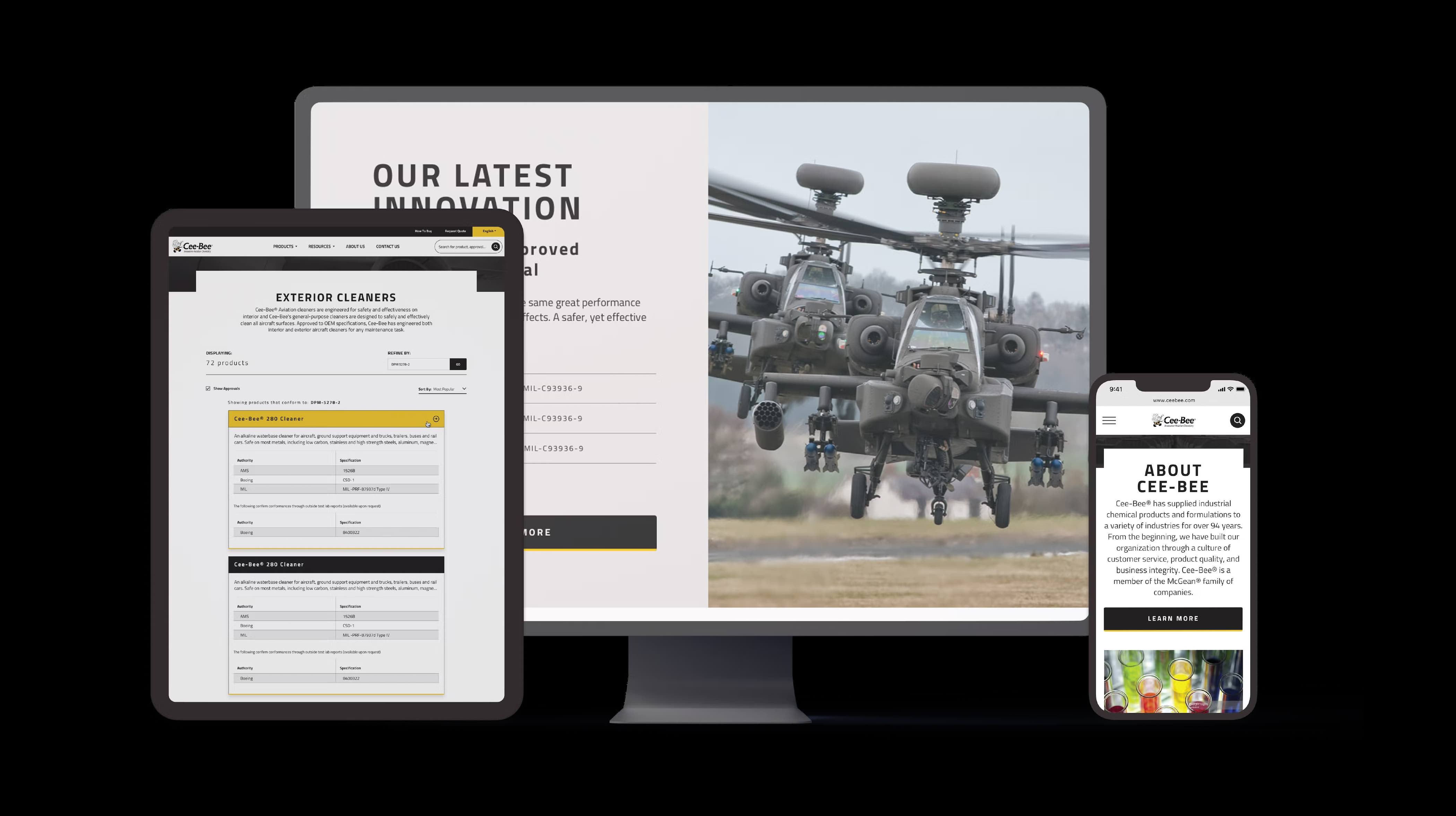 Cee-Bee Tablet Desktop and Mobile Frames